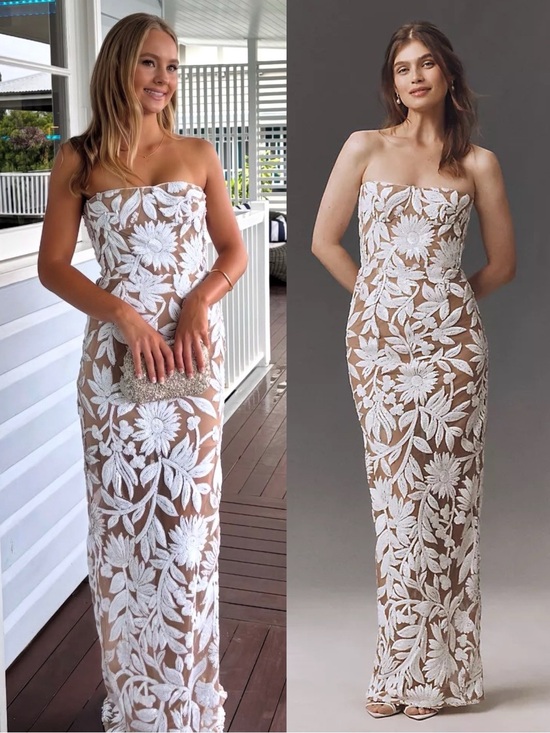 Bronx and Banco Dresses & Skirts - Bronx & Banco Dahlia Sequin Lace Embellished Strapless Dress White NEW with tags